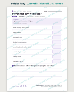 „Quo vadis”, lektura kl. 7–8 — 10 kart pracy PDF z kluczem — podgląd karty, strona 6