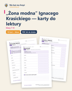 „Żona modna”, lektura kl. 7–8 — 10 kart pracy PDF z kluczem — okładka