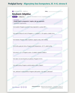 Algorytmy bez komputera — informatyka, klasy 4–6, 10 kart PDF — podgląd karty, strona 6