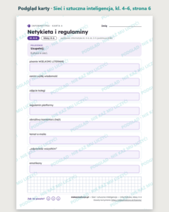 Sieć i sztuczna inteligencja — informatyka, klasy 4–6, 10 kart PDF — podgląd karty, strona 6