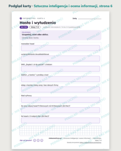 Sztuczna inteligencja i ocena informacji — informatyka, klasy 7–8 — podgląd karty, strona 6