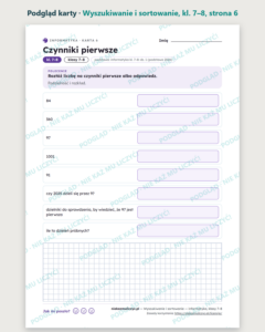 Wyszukiwanie i sortowanie — informatyka, klasy 7–8, 10 kart PDF — podgląd karty, strona 6