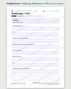 Hulajnoga elektryczna i UTO — technika, klasy 4–6, 10 kart PDF — podgląd karty, strona 1