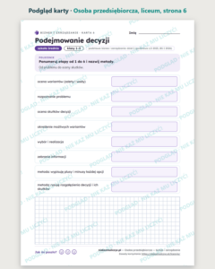 Osoba przedsiębiorcza — biznes i zarządzanie, liceum, 10 kart PDF — podgląd karty, strona 6
