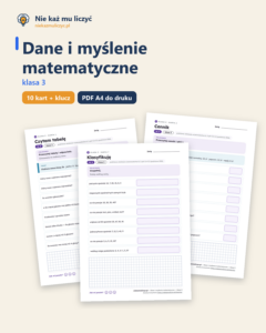 Dane i myślenie matematyczne — karty pracy, klasa 3, 10 kart PDF — okładka