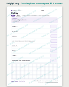 Dane i myślenie matematyczne — karty pracy, klasa 3, 10 kart PDF — podgląd karty, strona 6