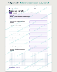 Budowa wyrazów i zdań — karty pracy, klasa 3, 10 kart PDF — podgląd karty, strona 6