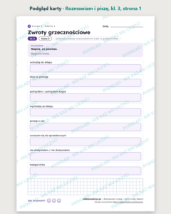 Rozmawiam i piszę — karty pracy, klasa 3, 10 kart PDF — podgląd karty, strona 1