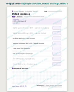 Fizjologia człowieka — matura z biologii — 9 kart PDF z kluczem — podgląd karty, strona 1