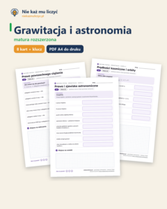 Grawitacja i astronomia — matura z fizyki — 8 kart PDF z kluczem — okładka