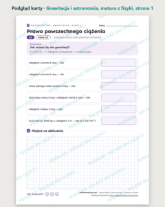 Grawitacja i astronomia — matura z fizyki — 8 kart PDF z kluczem — podgląd karty, strona 1