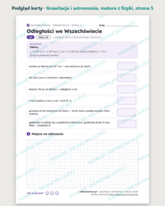 Grawitacja i astronomia — matura z fizyki — 8 kart PDF z kluczem — podgląd karty, strona 5