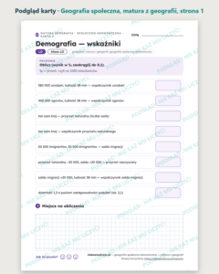 Geografia społeczno-ekonomiczna, matura z geografii — 9 kart PDF — podgląd karty, strona 1