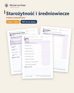 Starożytność i średniowiecze, matura z historii — 9 kart PDF z kluczem — okładka