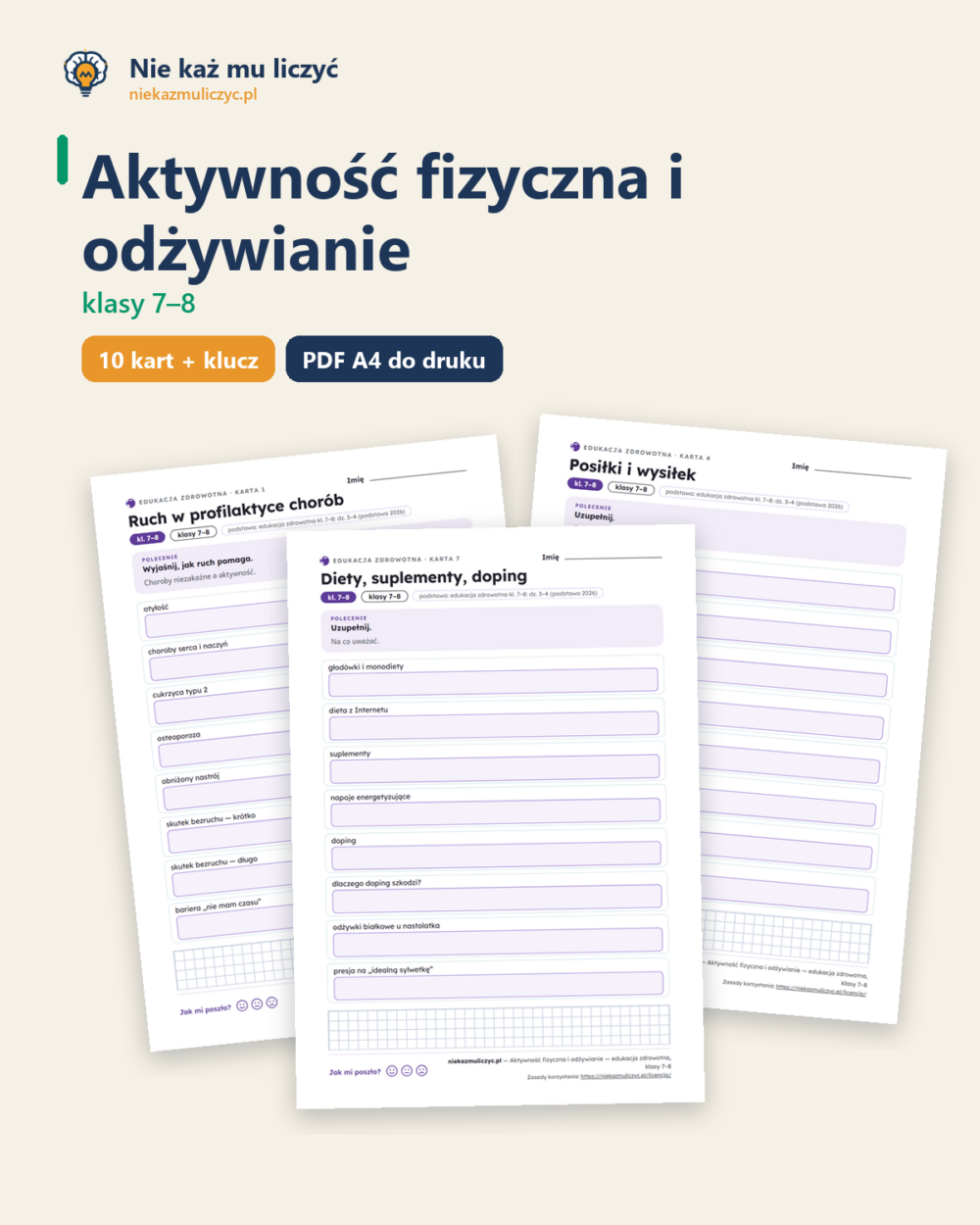 Aktywność fizyczna i odżywianie — edukacja zdrowotna, klasy 7–8 — okładka