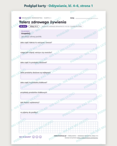 Odżywianie — edukacja zdrowotna, klasy 4–6, 10 kart PDF — podgląd karty, strona 1
