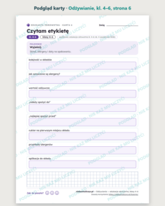 Odżywianie — edukacja zdrowotna, klasy 4–6, 10 kart PDF — podgląd karty, strona 6