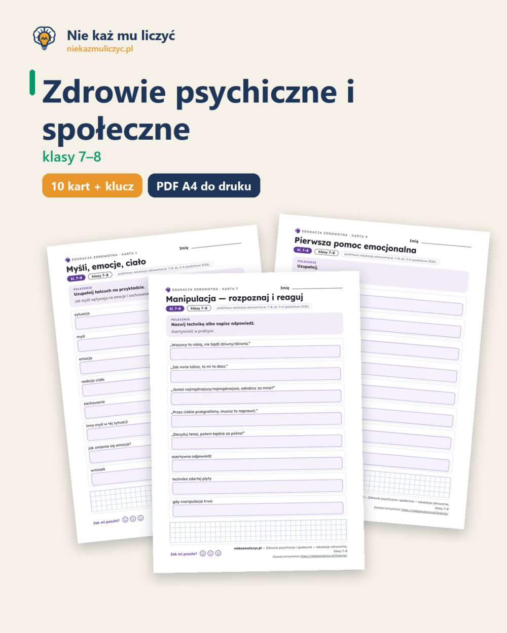 Zdrowie psychiczne i społeczne — edukacja zdrowotna, klasy 7–8 — okładka