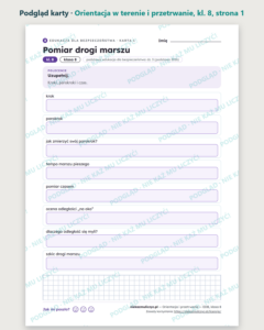 Orientacja w terenie i przetrwanie — EDB, klasa 8, 10 kart PDF — podgląd karty, strona 1