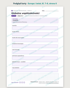 Europa i świat — edukacja obywatelska, klasy 7–8, 10 kart PDF — podgląd karty, strona 6