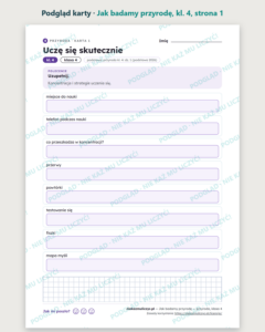 Jak badamy przyrodę — przyroda, klasa 4, 10 kart PDF — podgląd karty, strona 1