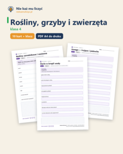 Rośliny, grzyby i zwierzęta — przyroda, klasa 4, 10 kart PDF — okładka