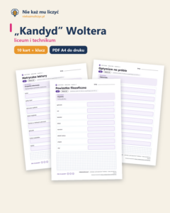 „Kandyd” Woltera — karty do lektury, liceum, 10 kart PDF — okładka