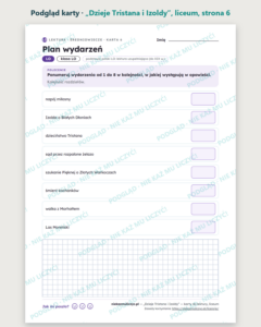 „Dzieje Tristana i Izoldy” — karty do lektury, liceum, 10 kart PDF — podgląd karty, strona 6