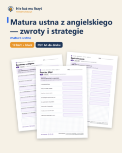 Matura ustna: zwroty i strategie, matura z angielskiego — 10 kart PDF — okładka