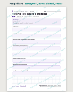 Starożytność — matura z historii — 10 kart PDF z kluczem — podgląd karty, strona 1