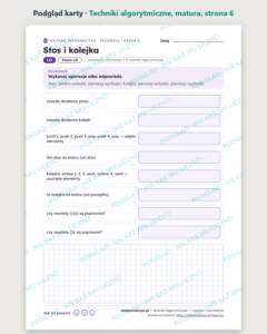Techniki algorytmiczne — matura z informatyki — 10 kart PDF z kluczem — podgląd karty, strona 6