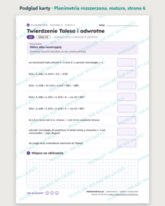 Planimetria rozszerzona — matura z matematyki — 10 kart PDF z kluczem — podgląd karty, strona 6