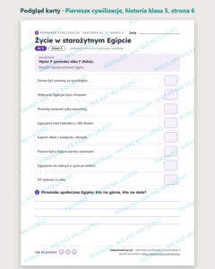 Pierwsze cywilizacje, historia klasa 5 — 10 kart pracy PDF z kluczem — podgląd karty, strona 6