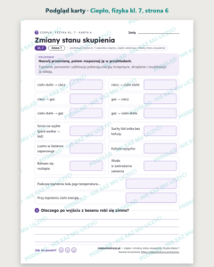 Ciepło i stany skupienia, fizyka klasa 7 — 10 kart PDF z kluczem — podgląd karty, strona 6