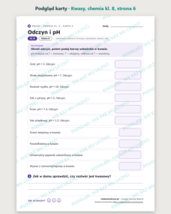 Kwasy, chemia klasa 8 — 10 kart pracy PDF z kluczem — podgląd karty, strona 6