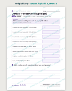 Optyka, fizyka klasa 8 — 10 kart pracy PDF z kluczem — podgląd karty, strona 6