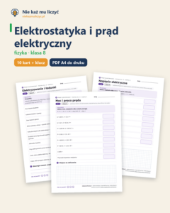 Prąd elektryczny, fizyka klasa 8 — 10 kart pracy PDF z kluczem — okładka