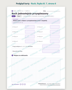 Ruch i jego rodzaje, fizyka klasa 7 — 10 kart pracy PDF z kluczem — podgląd karty, strona 6