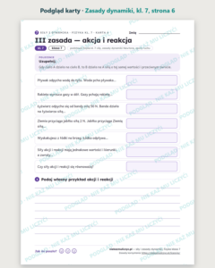 Siły i zasady dynamiki, fizyka klasa 7 — 10 kart PDF z kluczem — podgląd karty, strona 6