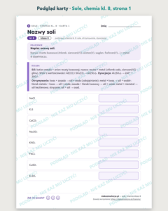 Sole, chemia klasa 8 — 10 kart pracy PDF z kluczem — podgląd karty, strona 1