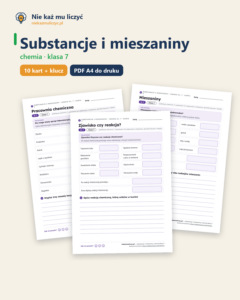 Substancje i mieszaniny, chemia klasa 7 — 10 kart PDF z kluczem — okładka