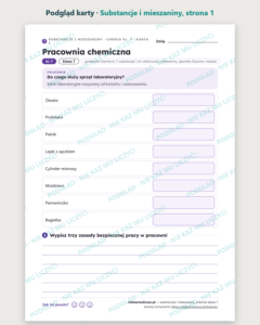 Substancje i mieszaniny, chemia klasa 7 — 10 kart PDF z kluczem — podgląd karty, strona 1
