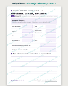 Substancje i mieszaniny, chemia klasa 7 — 10 kart PDF z kluczem — podgląd karty, strona 6