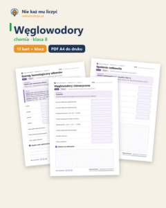 Węglowodory, chemia klasa 8 — 10 kart pracy PDF z kluczem — okładka
