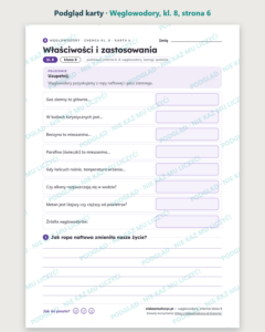 Węglowodory, chemia klasa 8 — 10 kart pracy PDF z kluczem — podgląd karty, strona 6