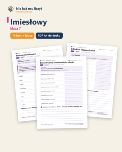Imiesłowy, język polski klasa 7 — 10 kart pracy PDF z kluczem — okładka