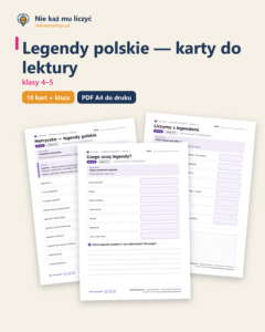 Legendy polskie, lektura kl. 4–5 — 10 kart pracy PDF z kluczem — okładka