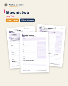 Słownictwo, język polski kl. 7–8 — 10 kart pracy PDF z kluczem — okładka