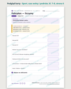 Sport, czas wolny i podróże, niemiecki klasy 7–8 — 10 kart PDF — podgląd karty, strona 6