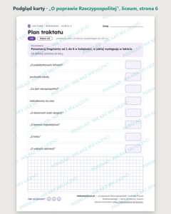 „O poprawie Rzeczypospolitej” — karty do lektury, liceum, 10 kart PDF — podgląd karty, strona 6